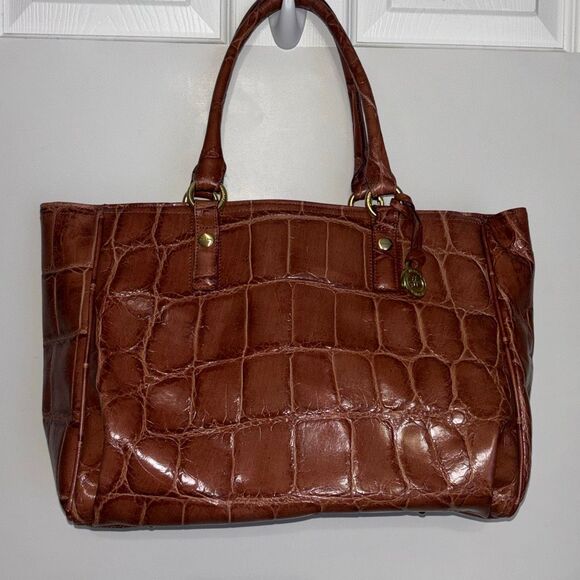 NWT Brahmin Adelle Cameo Soft Honeybee Moc Croc Leather purse bag satchel - Picture 1 of 10